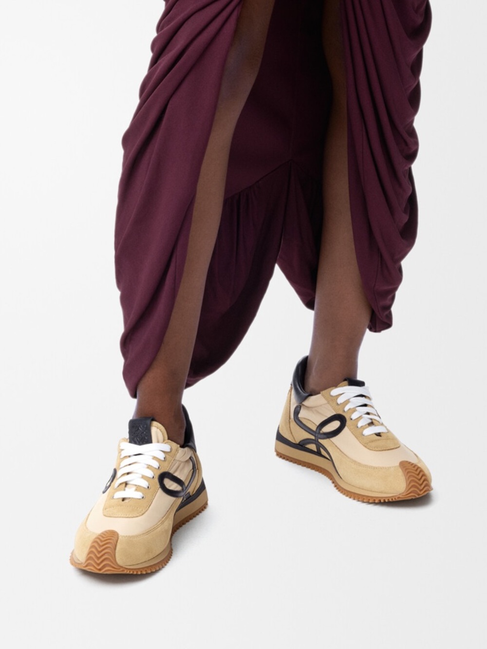 Loewe Beige Tan Black Leather-Trim Sneakers - Picture 4 of 11